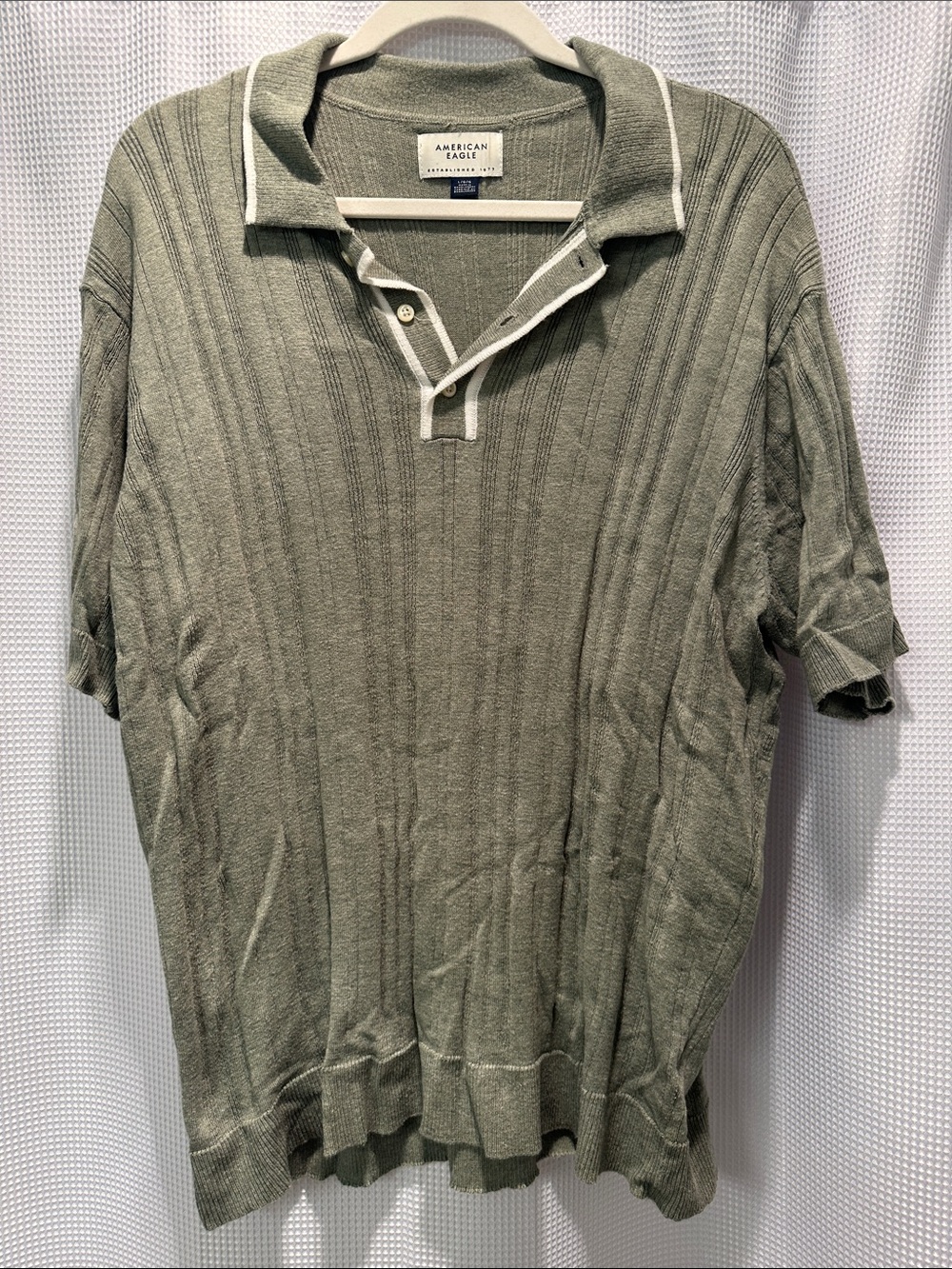 American Eagle Outfitters Sage Green Knit Polo